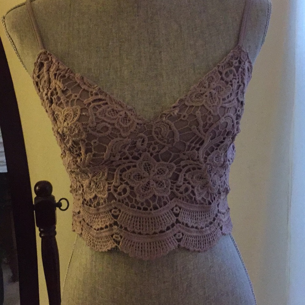 Lavender lace crop top